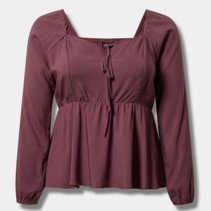 Torrid Plum Peplum Challis Sweetheart Top - Size 3X - NWT!